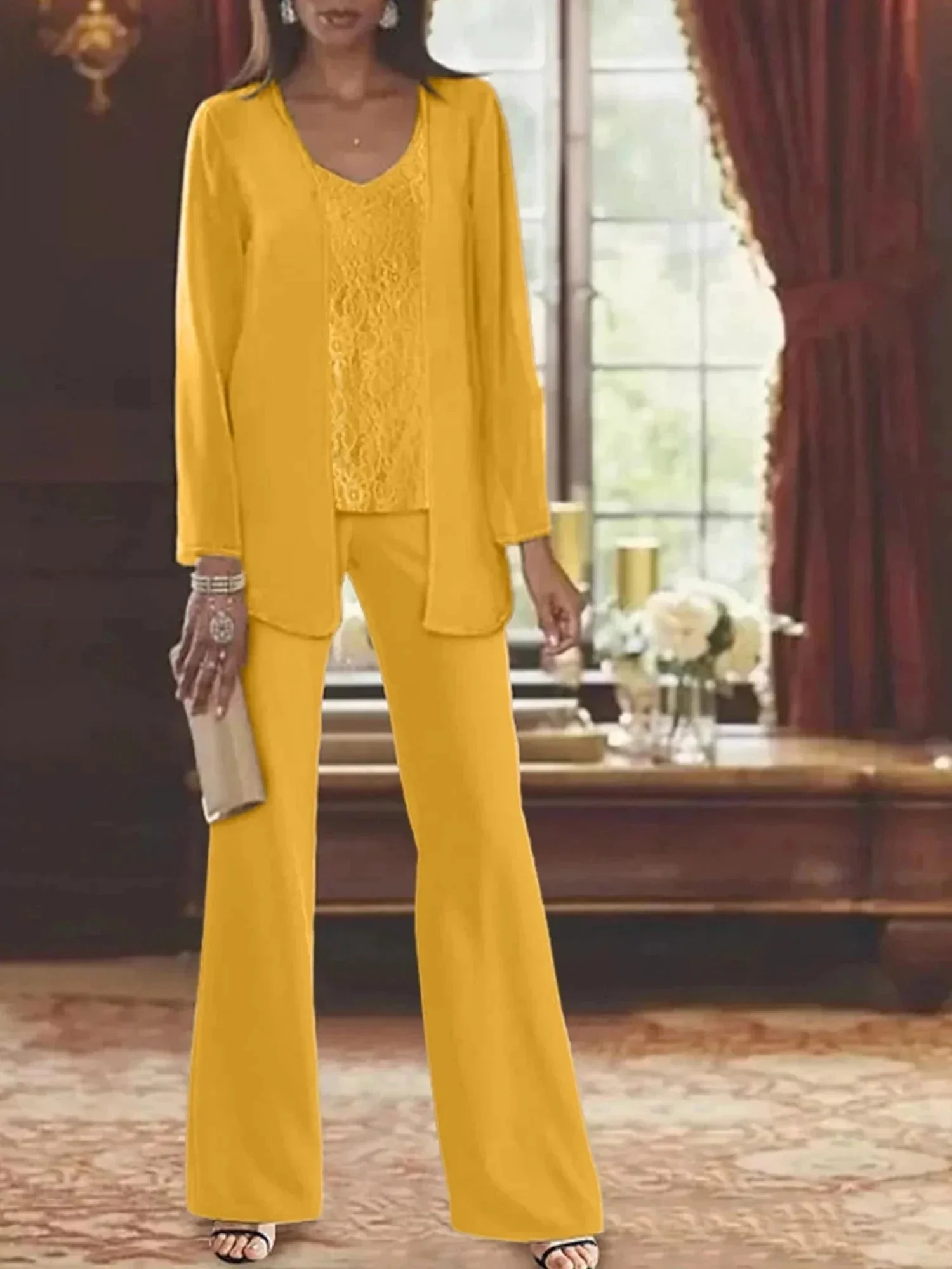Chiffon Mother of the Bride Pantsuits with Jacket - Image 45