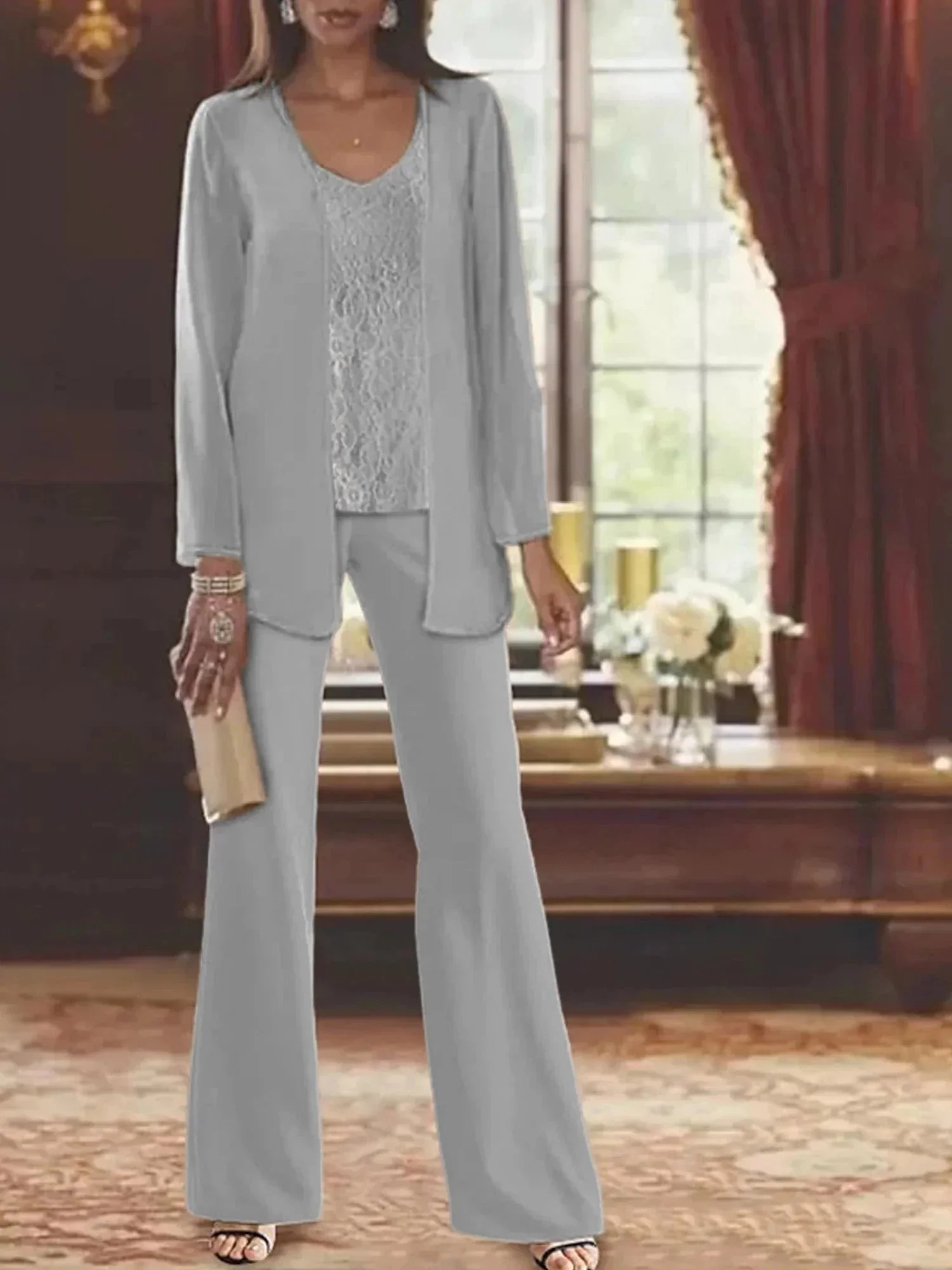 Chiffon Mother of the Bride Pantsuits with Jacket - Image 5