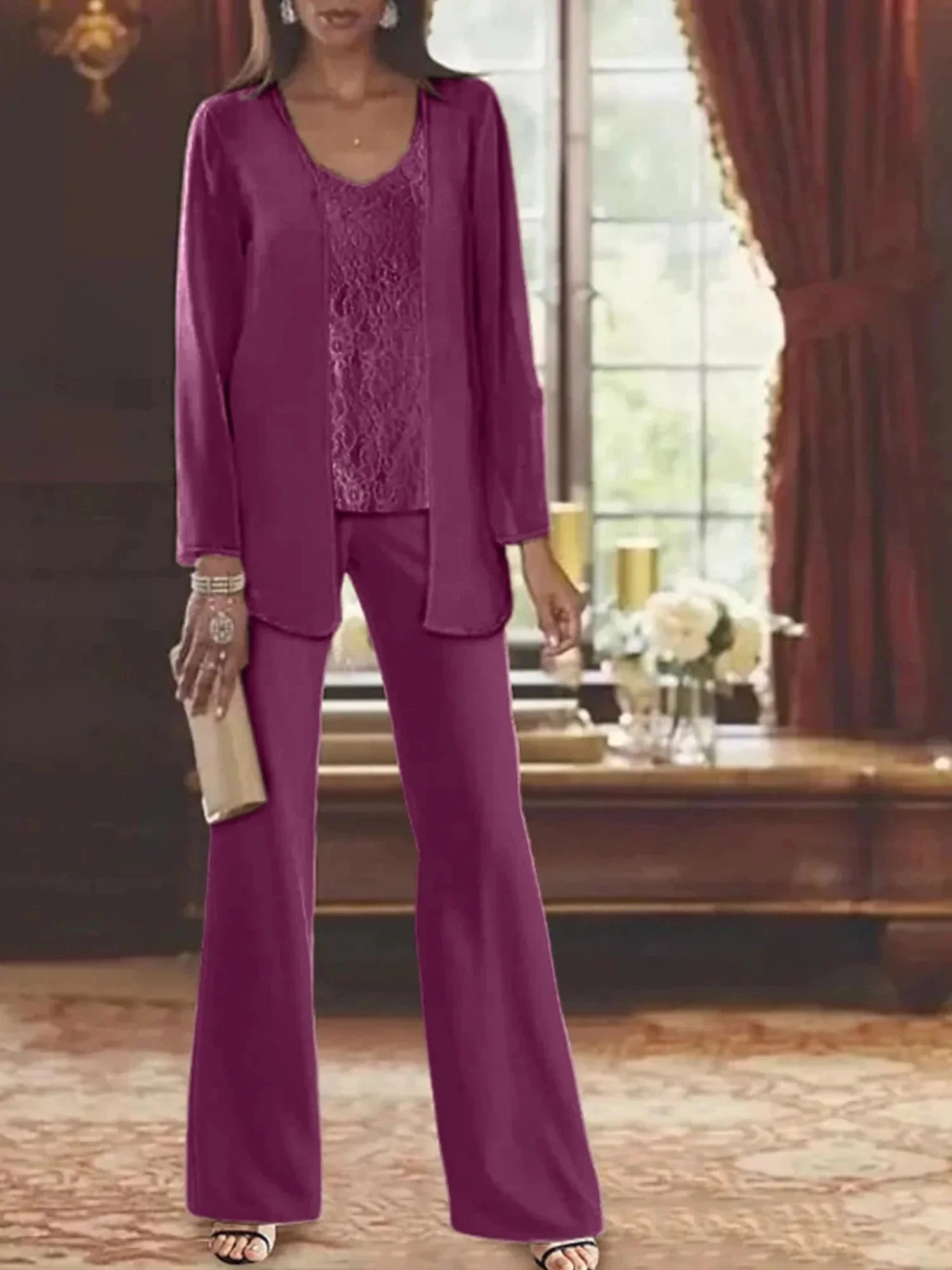 Chiffon Mother of the Bride Pantsuits with Jacket - Image 50