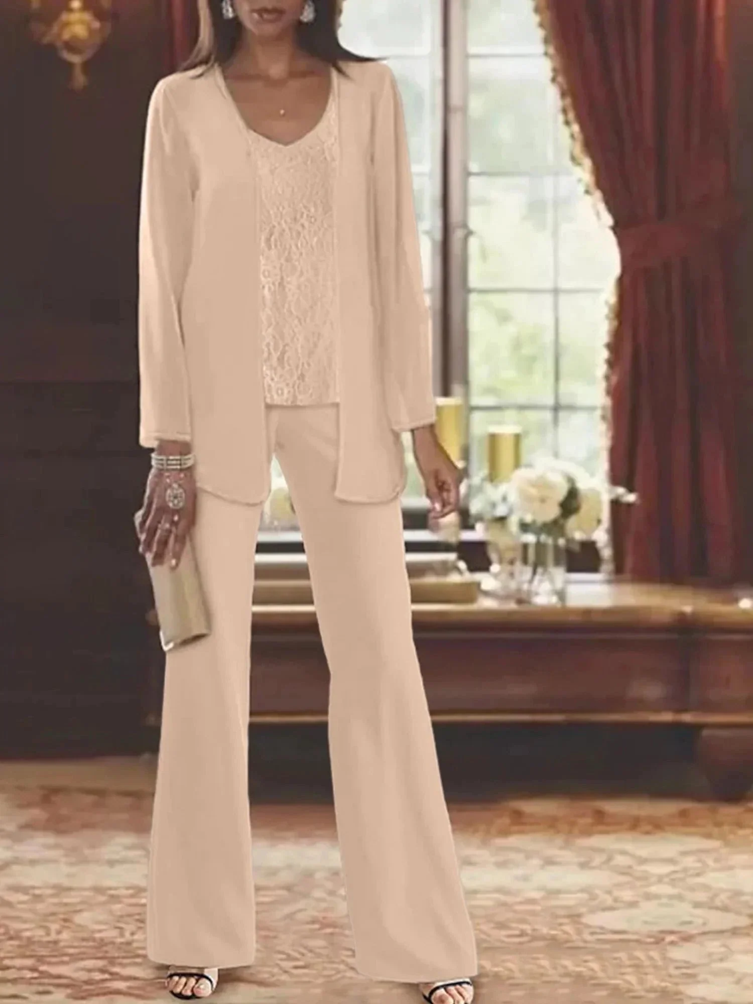 Chiffon Mother of the Bride Pantsuits with Jacket - Image 51