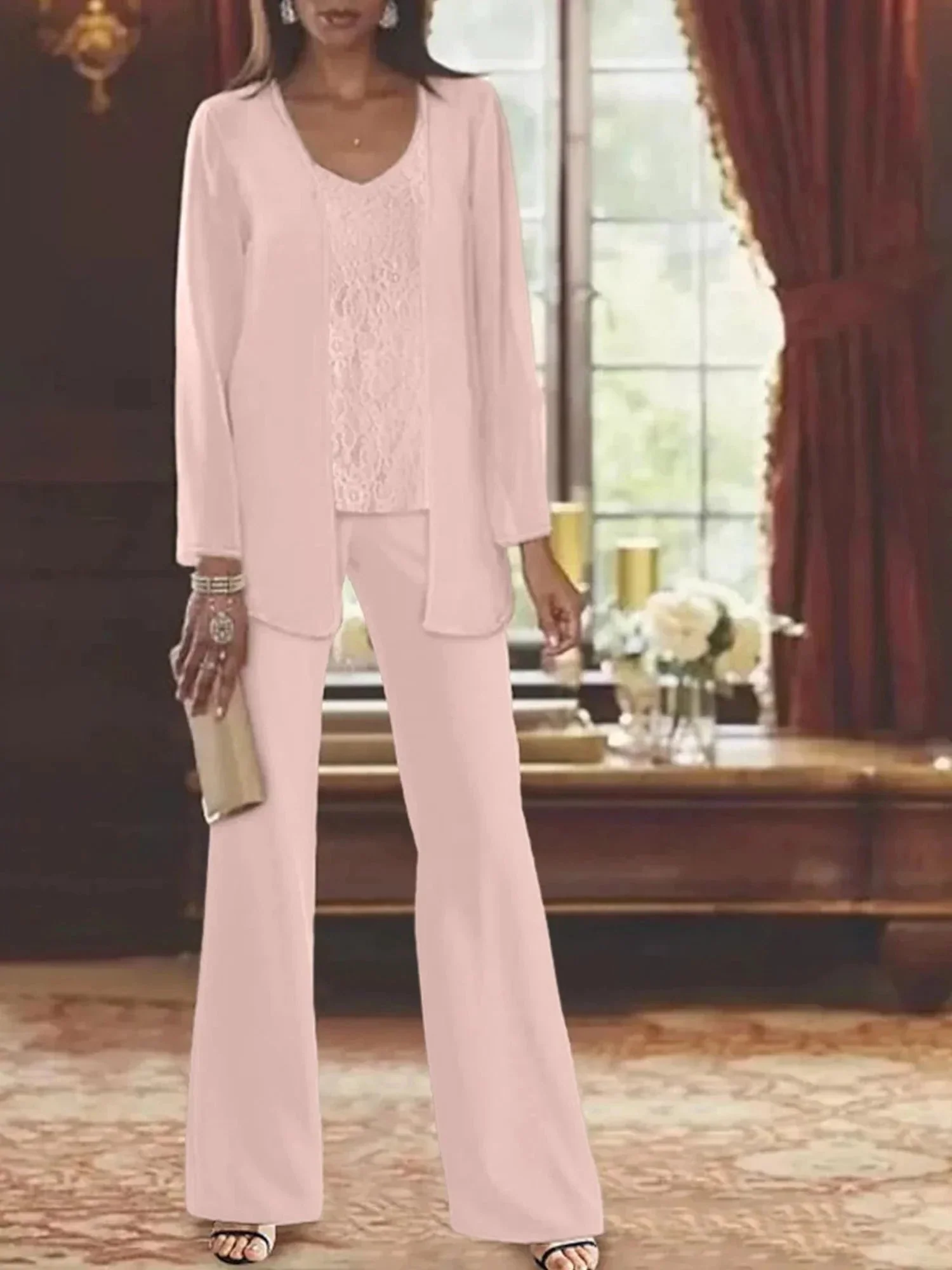 Chiffon Mother of the Bride Pantsuits with Jacket - Image 53