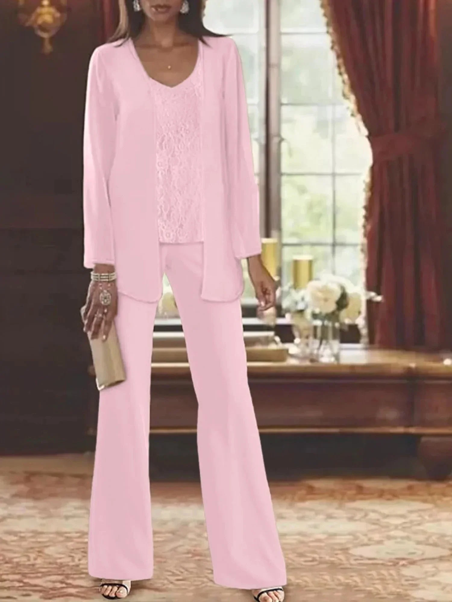 Chiffon Mother of the Bride Pantsuits with Jacket - Image 54
