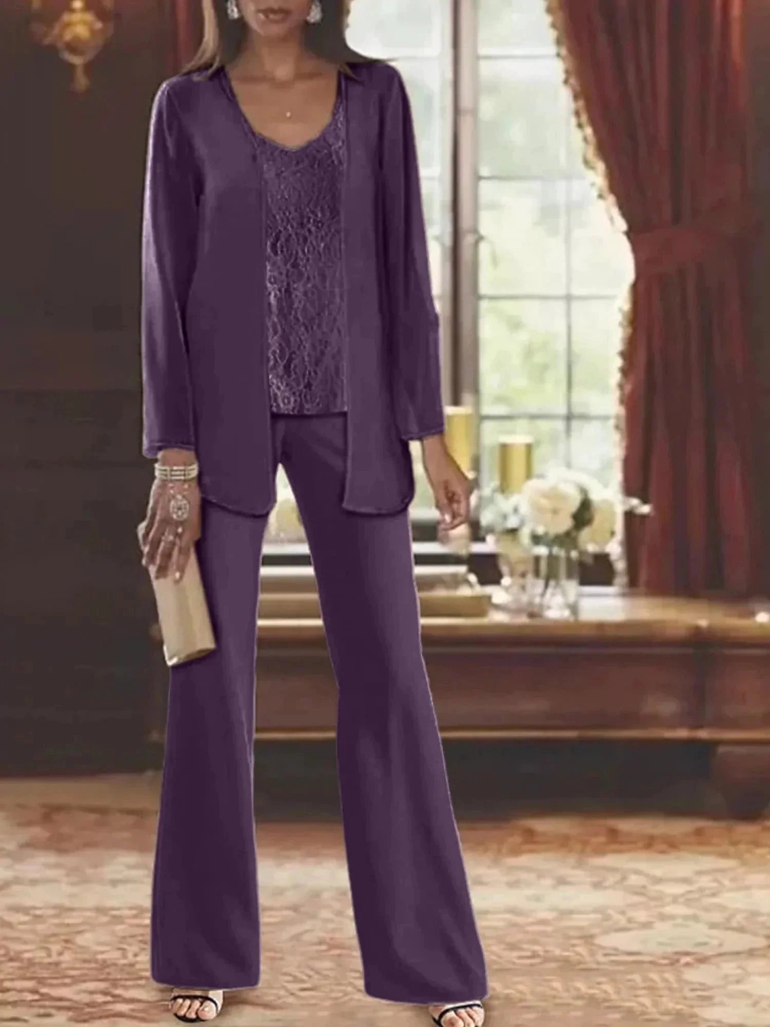 Chiffon Mother of the Bride Pantsuits with Jacket - Image 55