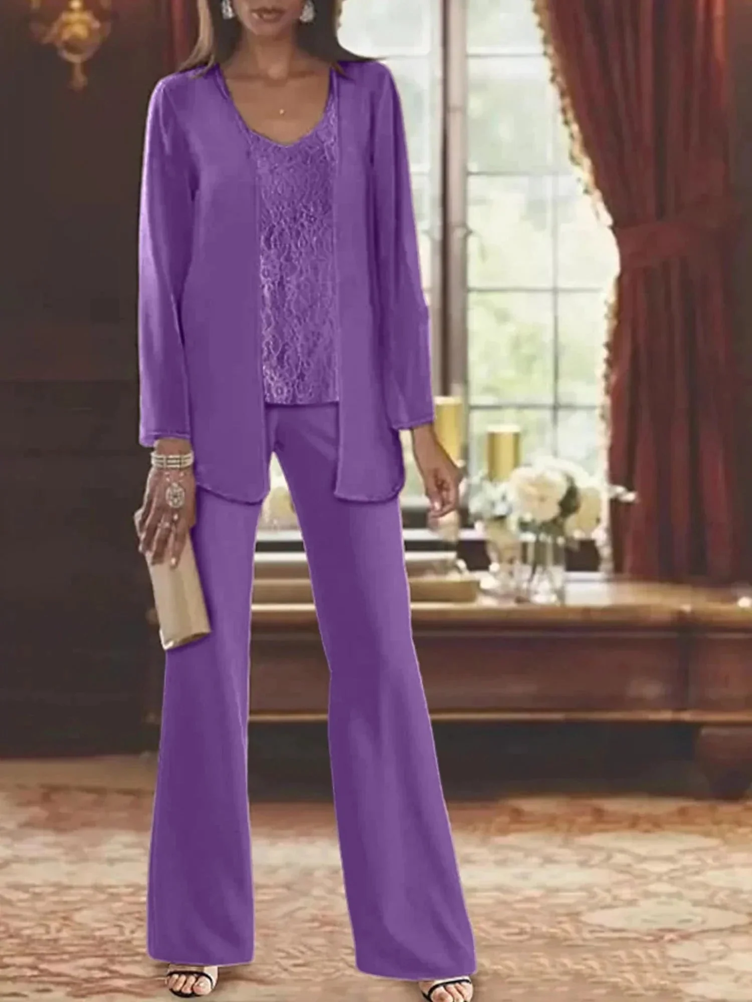 Chiffon Mother of the Bride Pantsuits with Jacket - Image 56