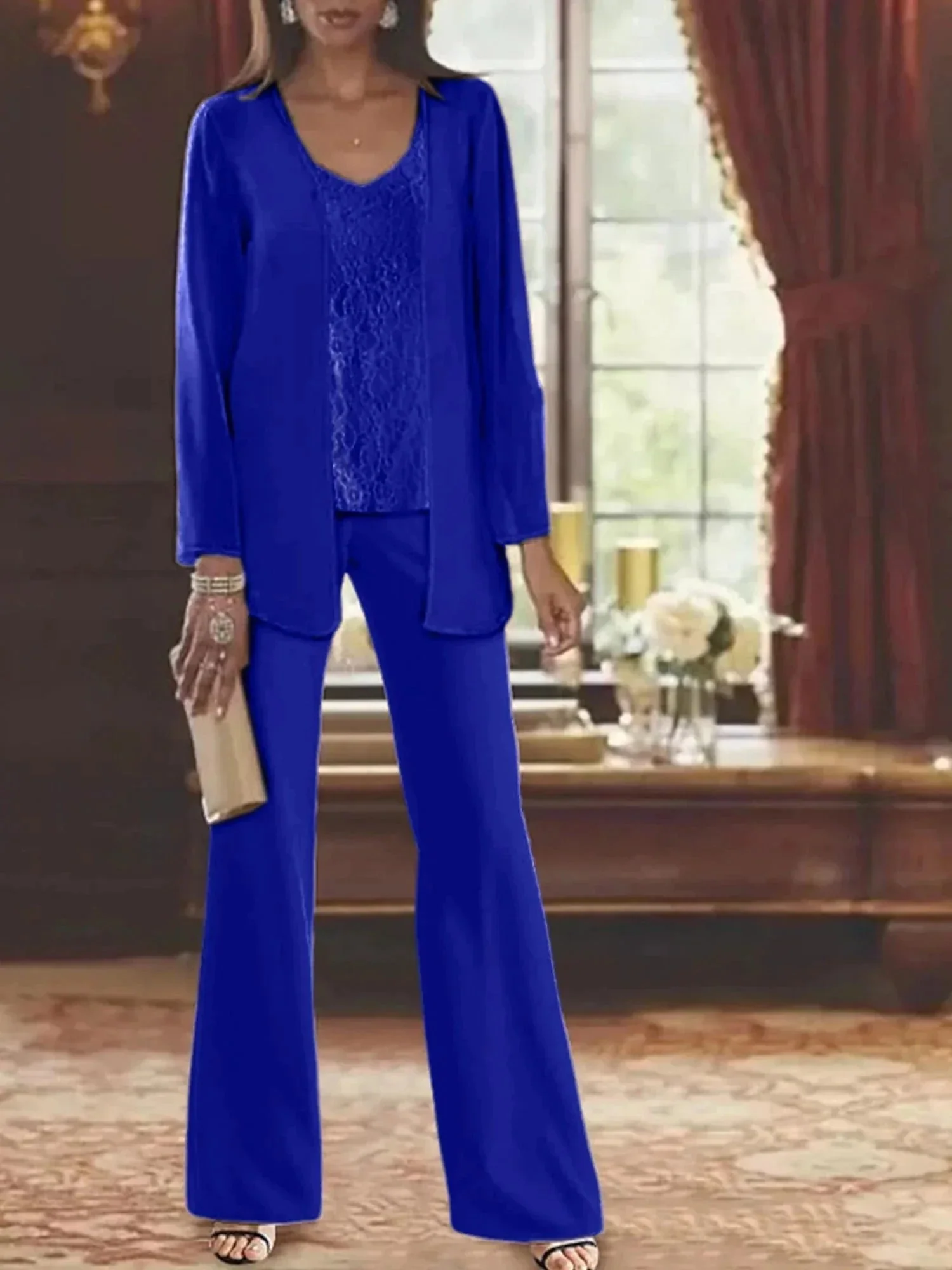 Chiffon Mother of the Bride Pantsuits with Jacket - Image 58