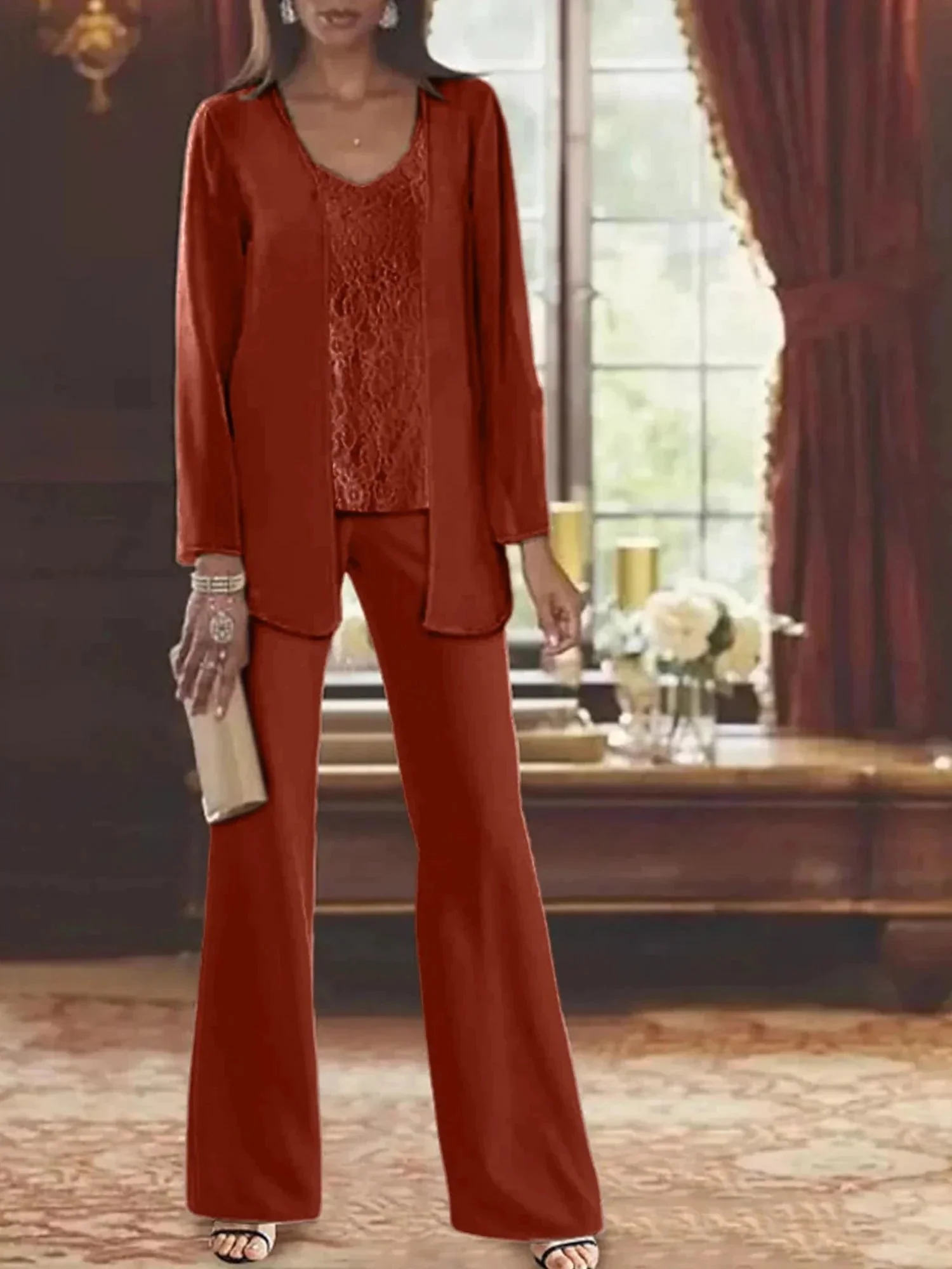 Chiffon Mother of the Bride Pantsuits with Jacket - Image 59