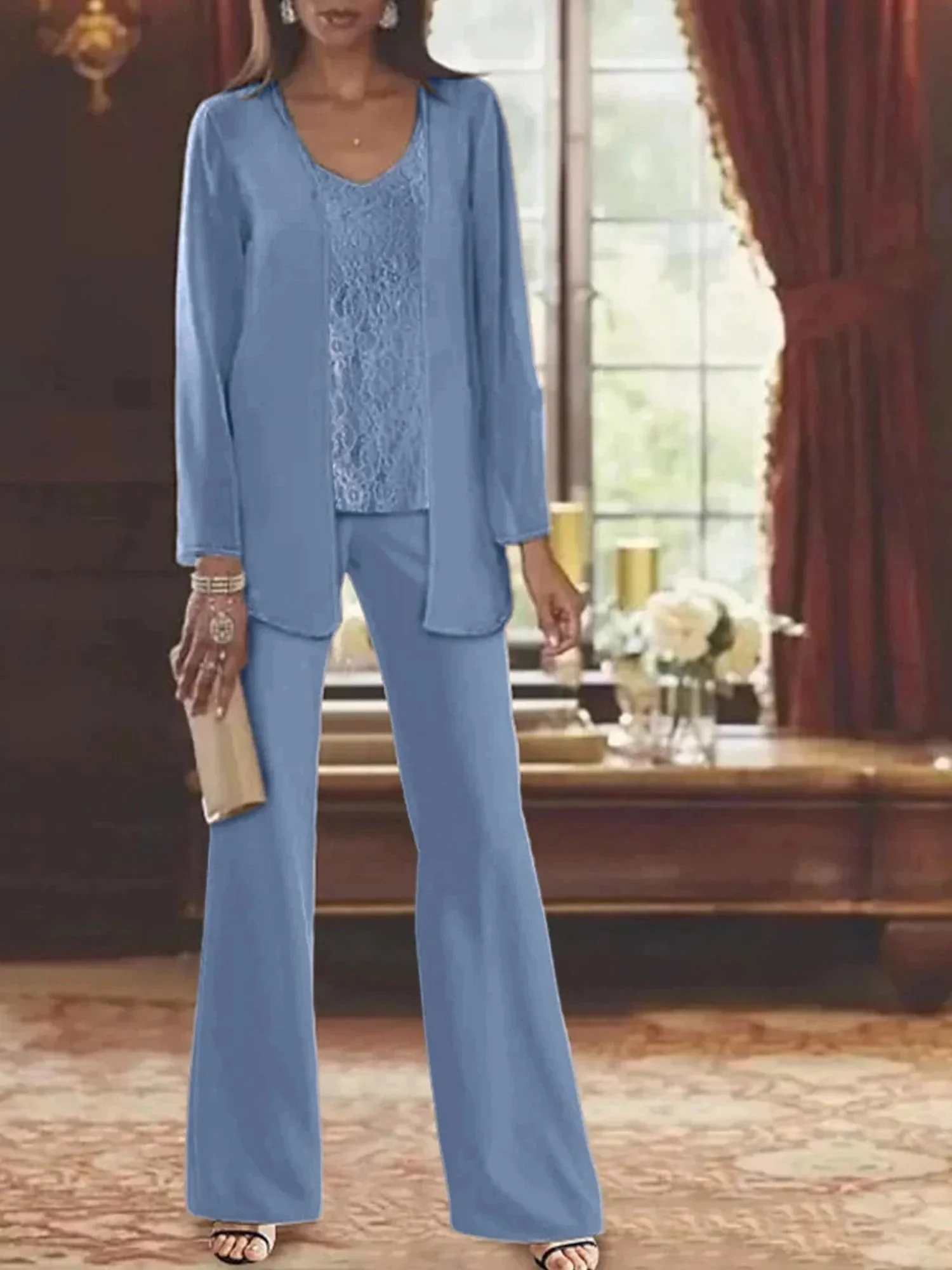Chiffon Mother of the Bride Pantsuits with Jacket - Image 6