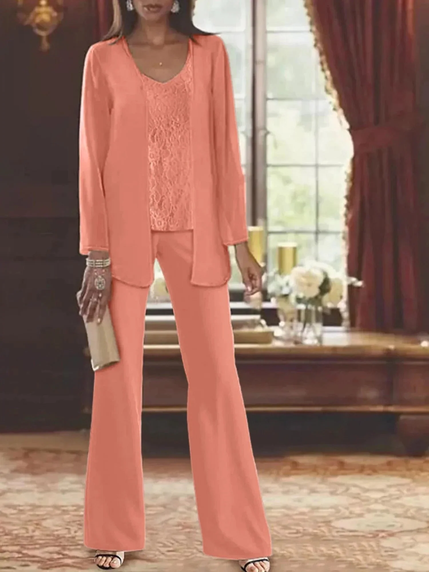 Chiffon Mother of the Bride Pantsuits with Jacket - Image 60