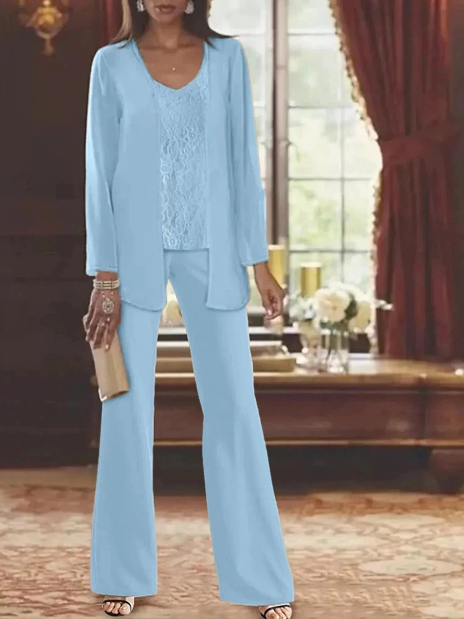 Chiffon Mother of the Bride Pantsuits with Jacket - Image 62
