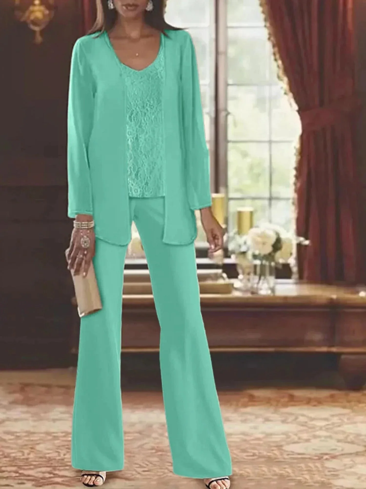 Chiffon Mother of the Bride Pantsuits with Jacket - Image 63