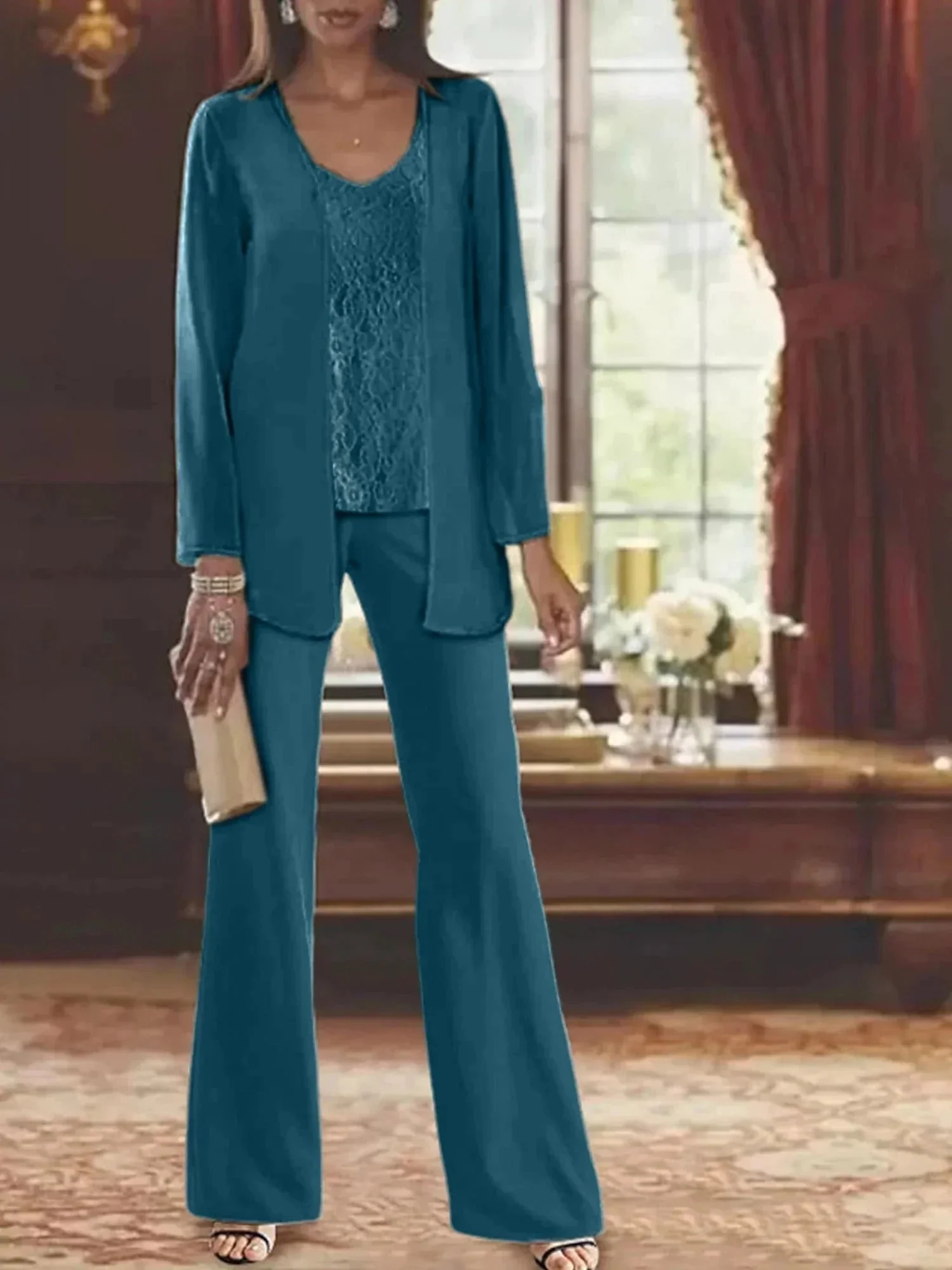 Chiffon Mother of the Bride Pantsuits with Jacket - Image 64
