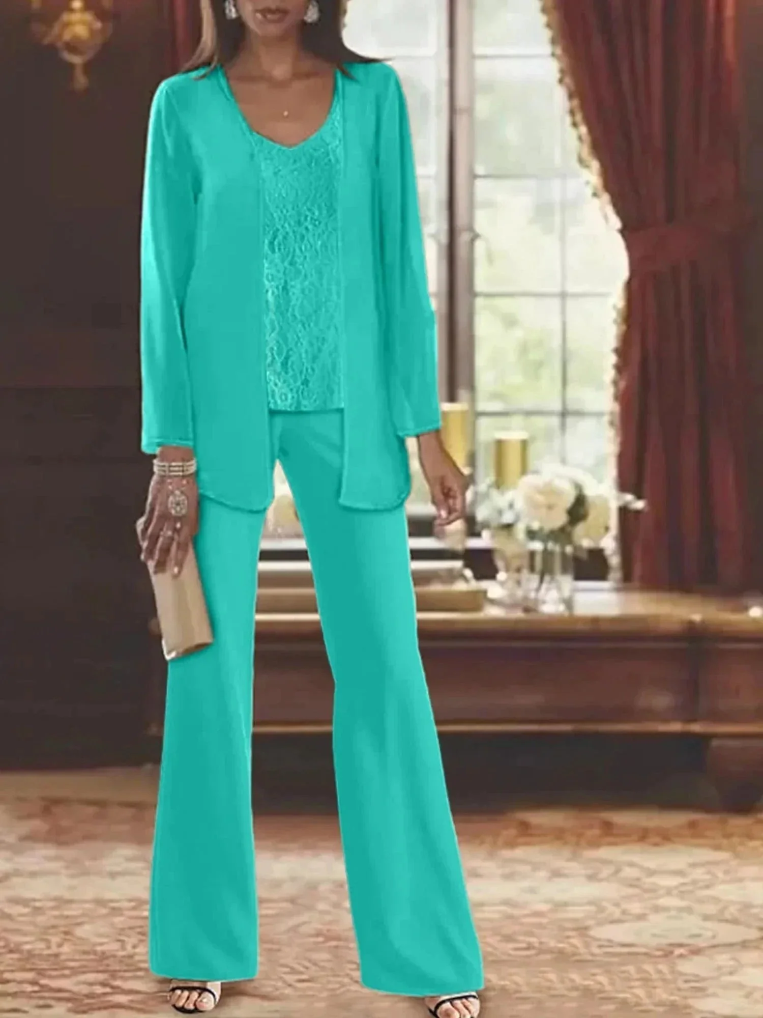 Chiffon Mother of the Bride Pantsuits with Jacket - Image 65