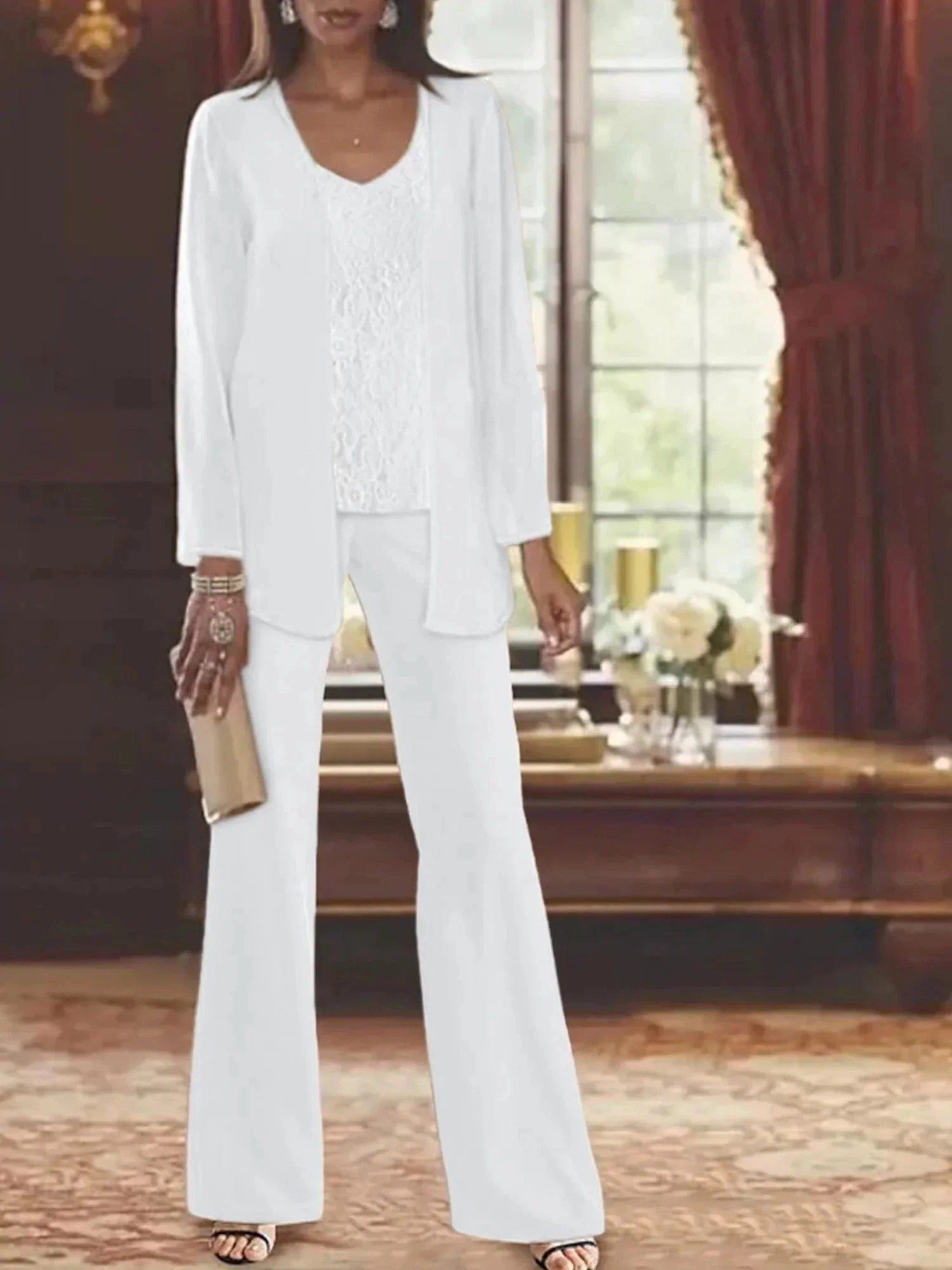 Chiffon Mother of the Bride Pantsuits with Jacket - Image 66