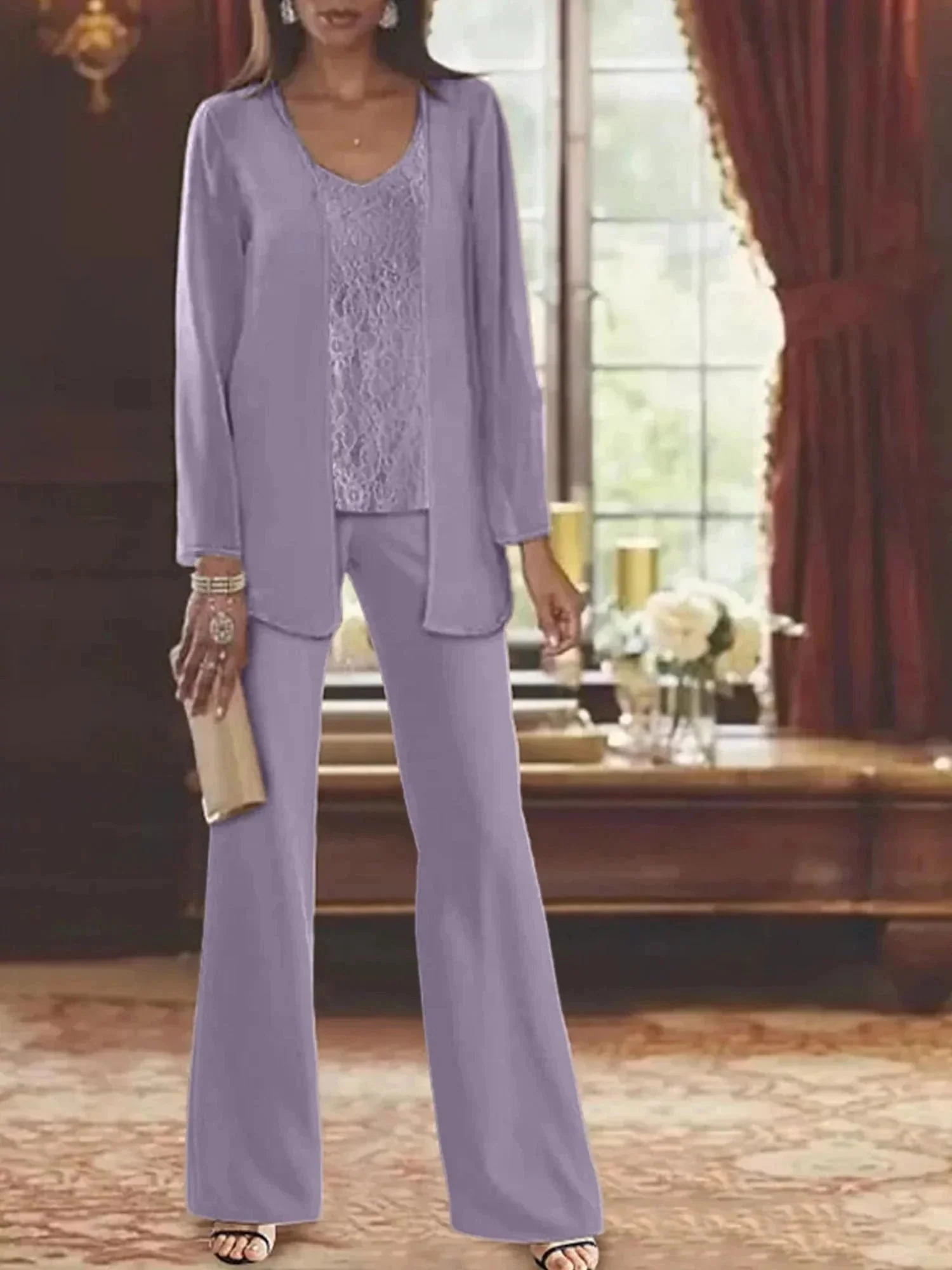 Chiffon Mother of the Bride Pantsuits with Jacket - Image 68