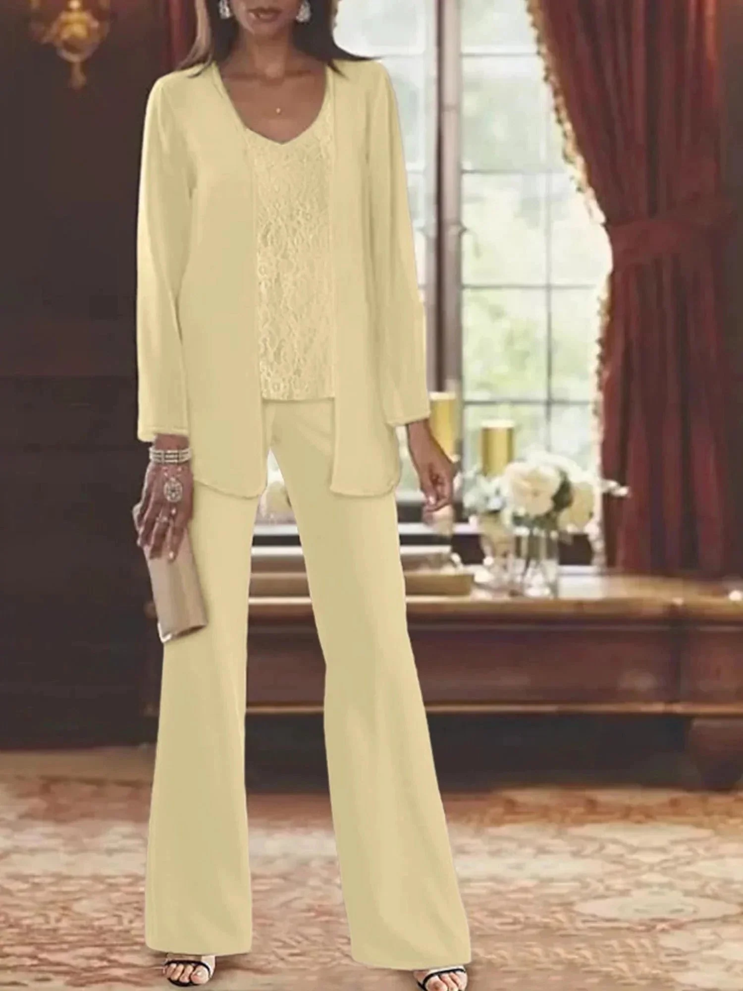 Chiffon Mother of the Bride Pantsuits with Jacket - Image 69