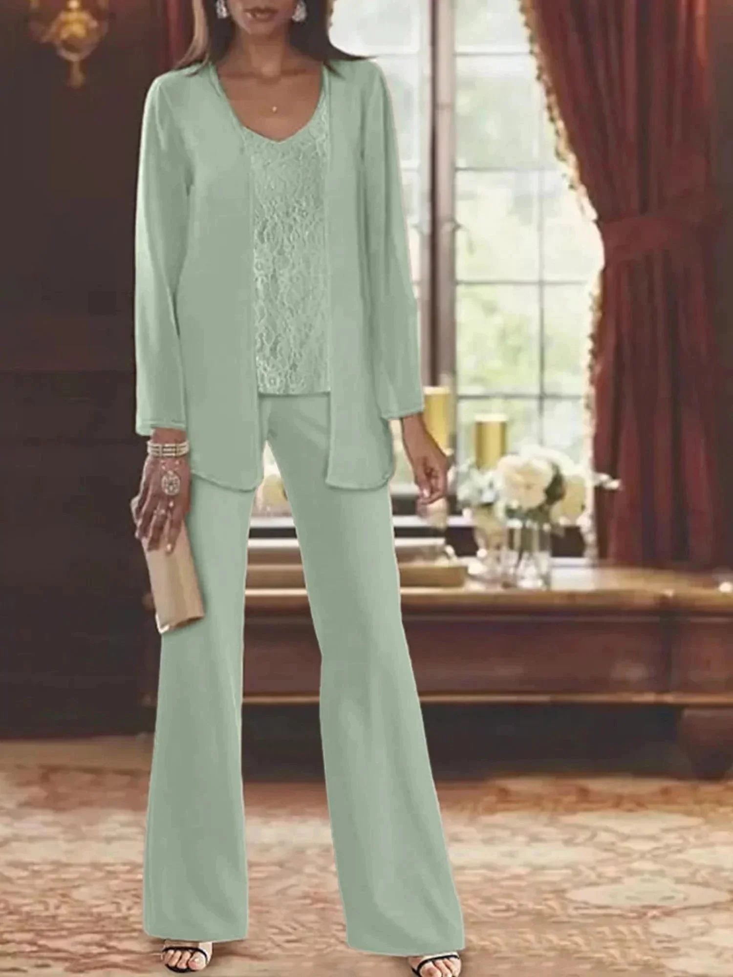 Chiffon Mother of the Bride Pantsuits with Jacket - Image 7