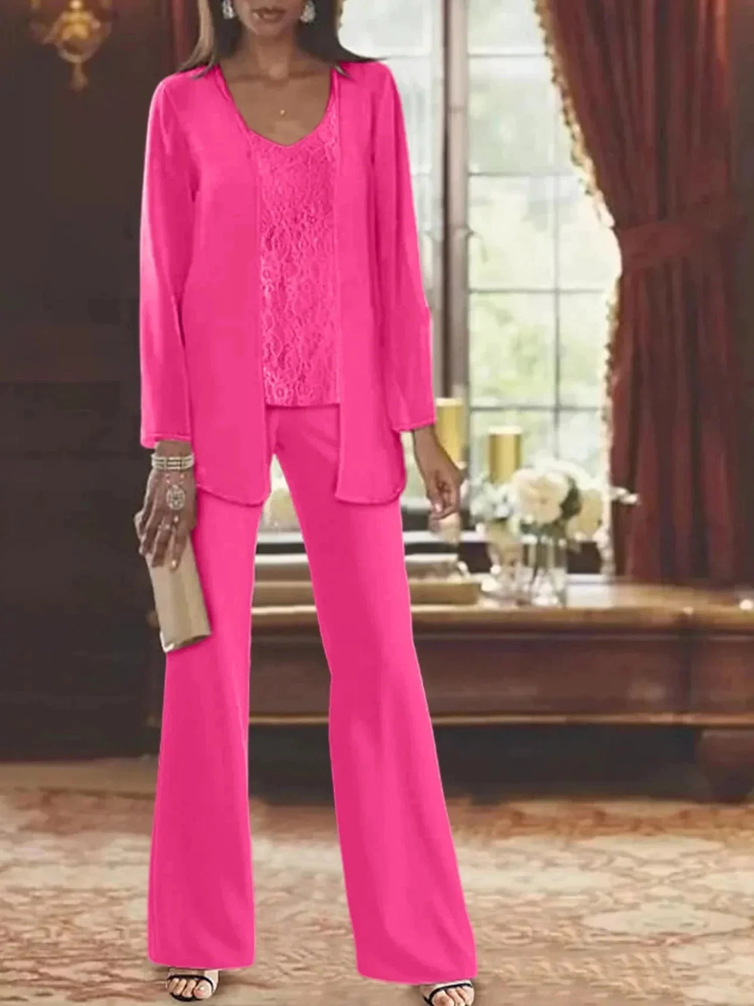 Chiffon Mother of the Bride Pantsuits with Jacket - Image 70