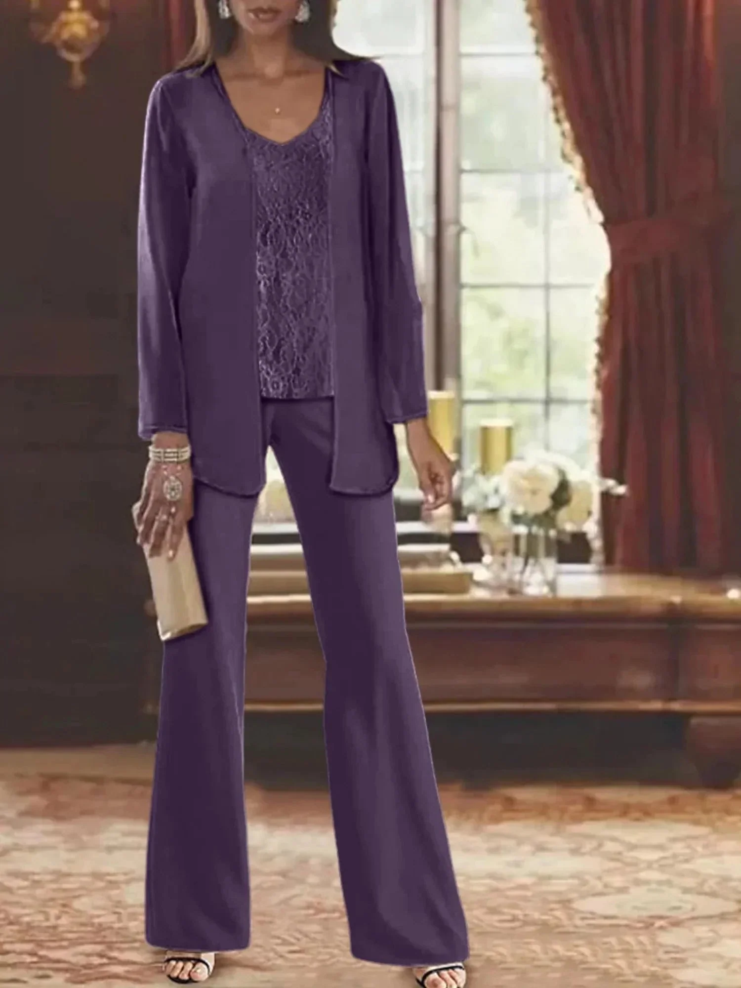 Chiffon Mother of the Bride Pantsuits with Jacket - Image 71