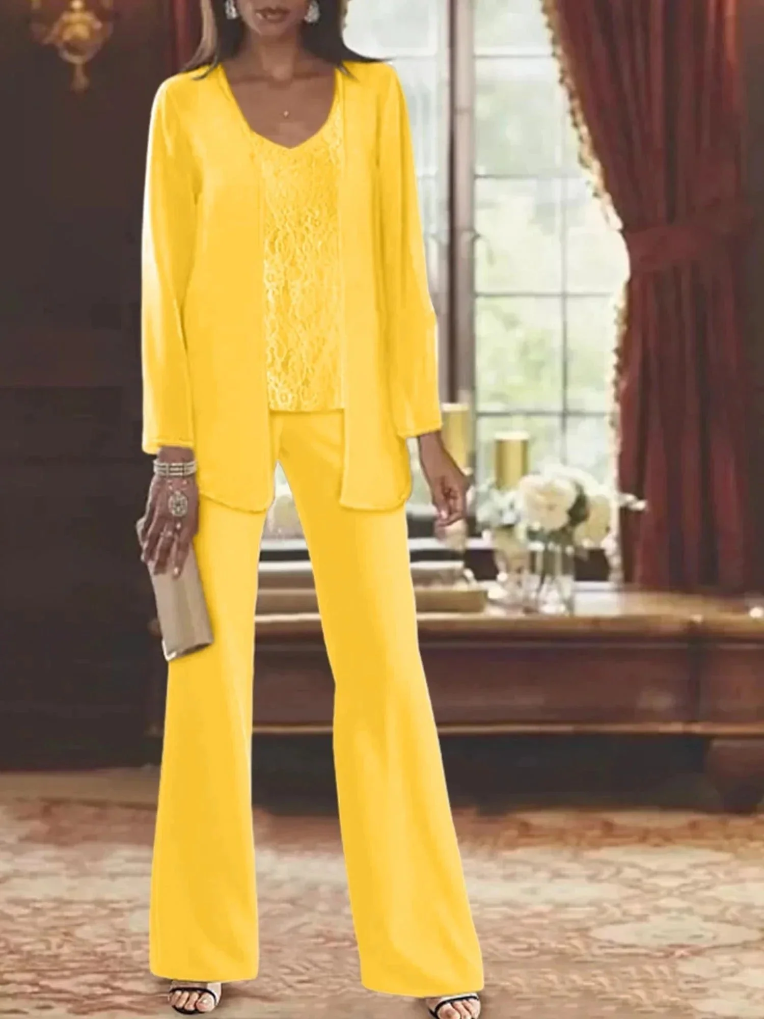 Chiffon Mother of the Bride Pantsuits with Jacket - Image 73