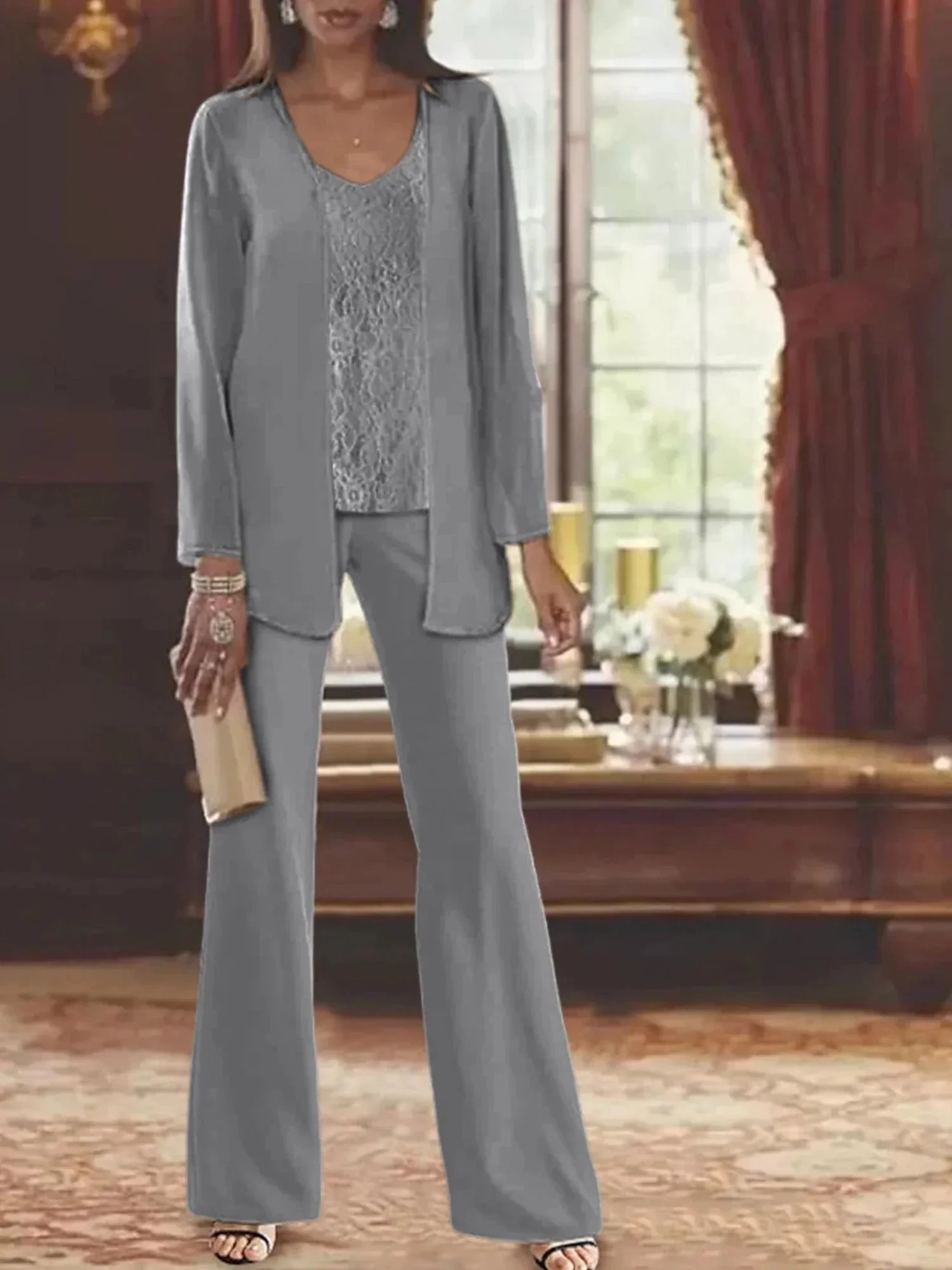 Chiffon Mother of the Bride Pantsuits with Jacket - Image 74