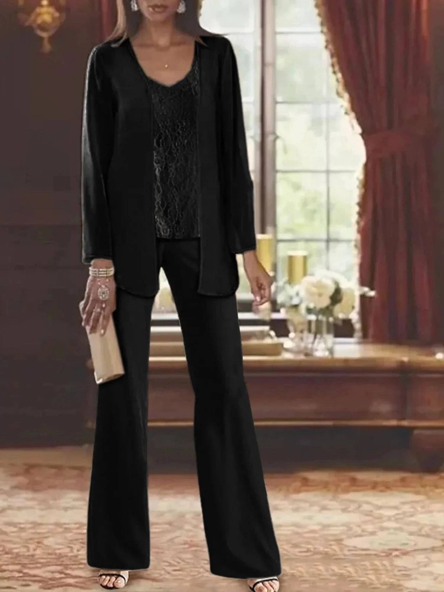 Chiffon Mother of the Bride Pantsuits with Jacket - Image 8