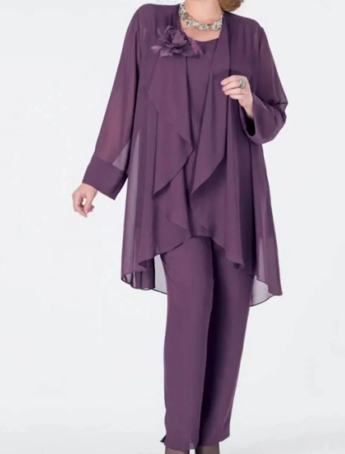 Chiffon Mother of the Bride Pantsuits with Jacket - Image 3