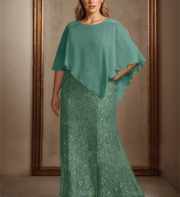 Chiffon Scoop Floor-Length Mother of the Bride Pantsuits with Beading Sequins - Image 2
