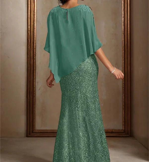 Chiffon Scoop Floor-Length Mother of the Bride Pantsuits with Beading Sequins - Image 3