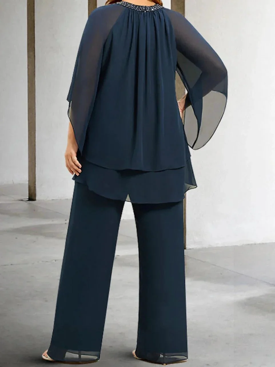 Chiffon Mother of the Bride Pantsuits with Sequins - Image 2