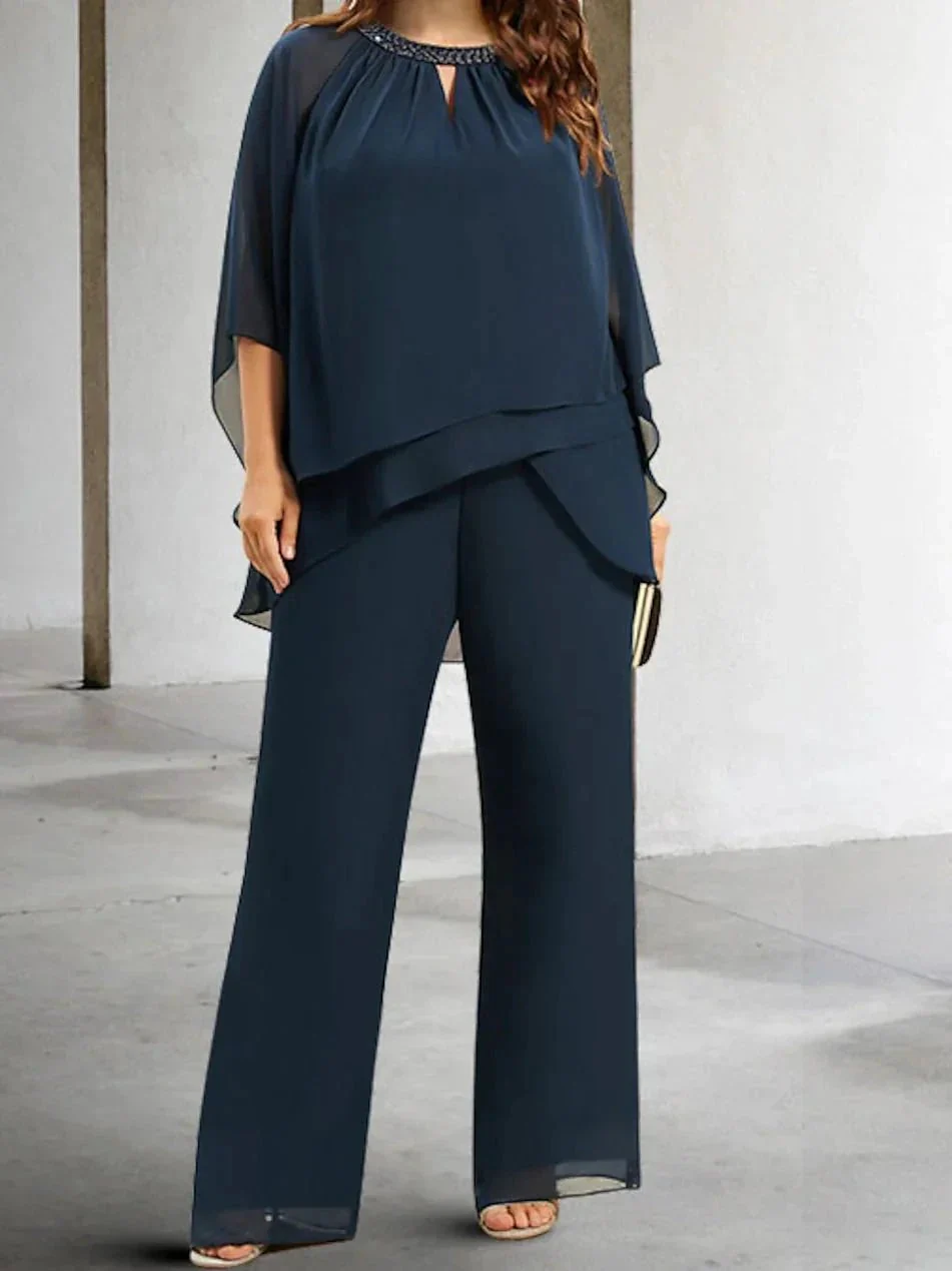Chiffon Mother of the Bride Pantsuits with Sequins - Image 3