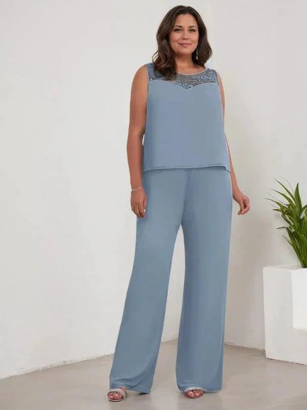 Chiffon Scoop Long Sleeves Mother Of The Bride Pantsuits With Jacket - Image 11