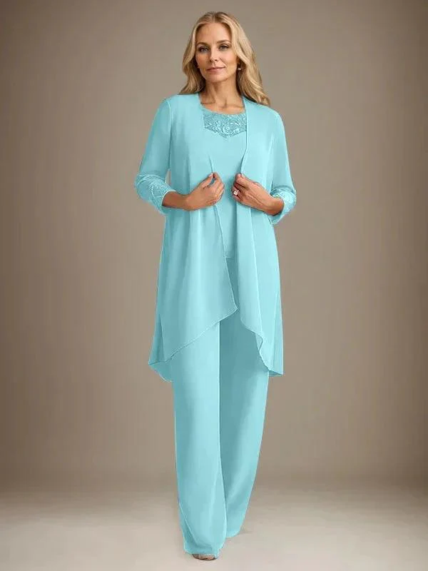 Chiffon Scoop Long Sleeves Mother Of The Bride Pantsuits With Jacket - Image 12