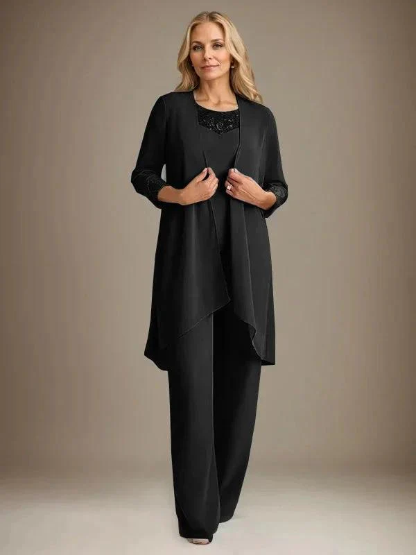 Chiffon Scoop Long Sleeves Mother Of The Bride Pantsuits With Jacket - Image 13
