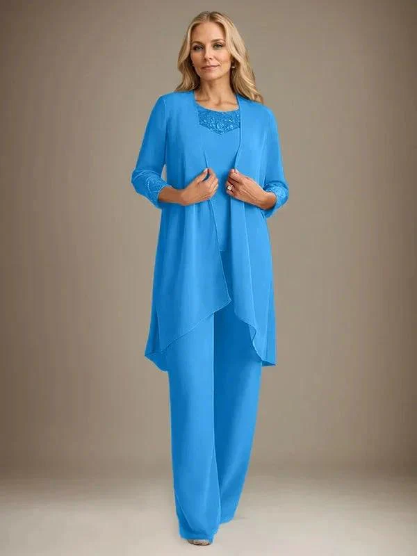 Chiffon Scoop Long Sleeves Mother Of The Bride Pantsuits With Jacket - Image 14