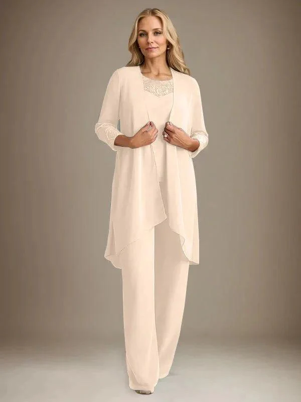 Chiffon Scoop Long Sleeves Mother Of The Bride Pantsuits With Jacket - Image 15