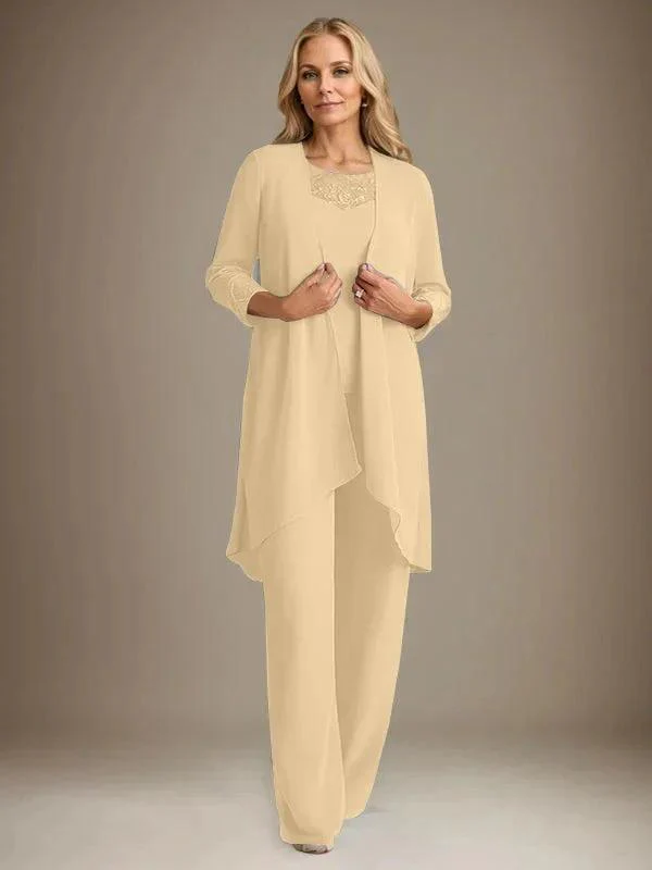 Chiffon Scoop Long Sleeves Mother Of The Bride Pantsuits With Jacket - Image 17