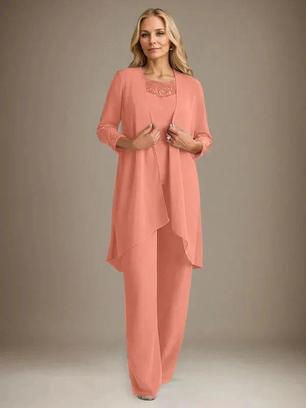 Chiffon Scoop Long Sleeves Mother Of The Bride Pantsuits With Jacket - Image 18