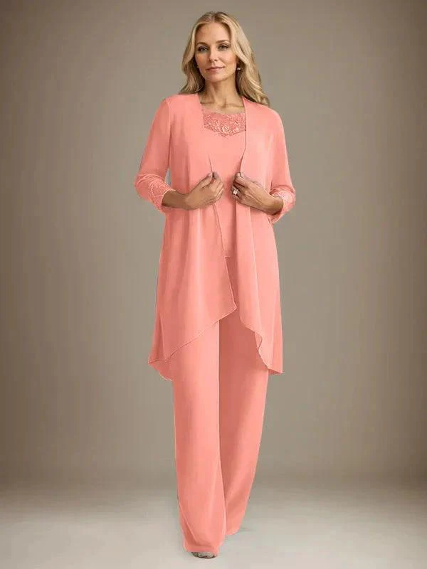 Chiffon Scoop Long Sleeves Mother Of The Bride Pantsuits With Jacket - Image 19