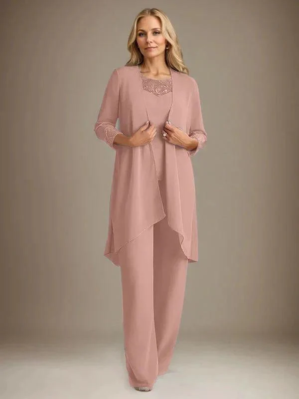 Chiffon Scoop Long Sleeves Mother Of The Bride Pantsuits With Jacket - Image 20
