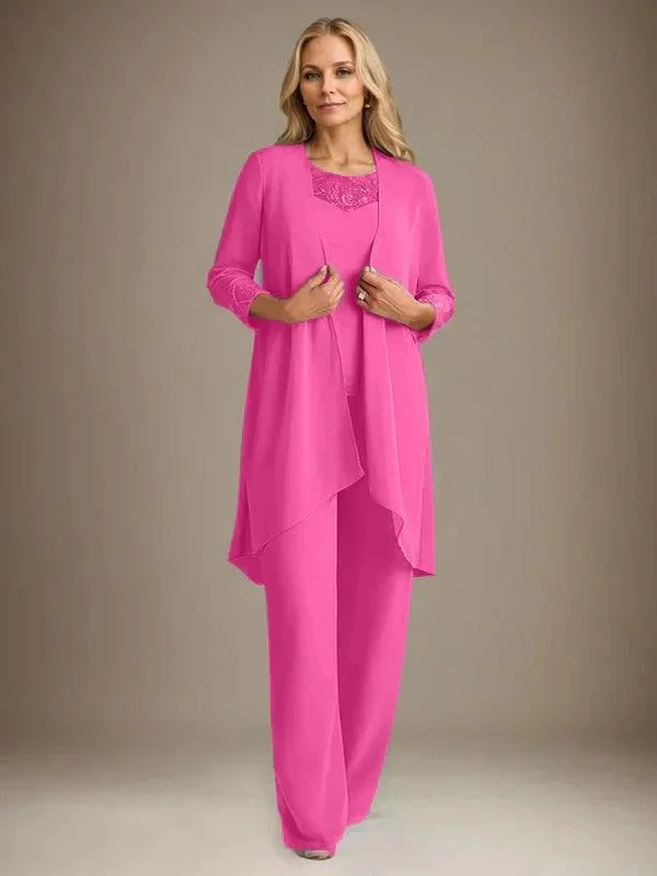 Chiffon Scoop Long Sleeves Mother Of The Bride Pantsuits With Jacket - Image 21