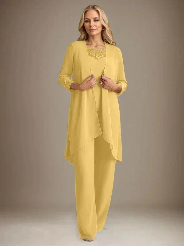 Chiffon Scoop Long Sleeves Mother Of The Bride Pantsuits With Jacket - Image 22