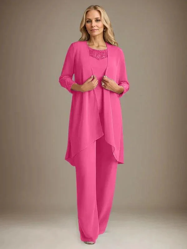 Chiffon Scoop Long Sleeves Mother Of The Bride Pantsuits With Jacket - Image 24