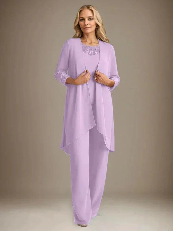 Chiffon Scoop Long Sleeves Mother Of The Bride Pantsuits With Jacket - Image 27
