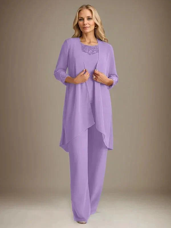 Chiffon Scoop Long Sleeves Mother Of The Bride Pantsuits With Jacket - Image 28