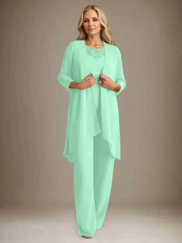 Chiffon Scoop Long Sleeves Mother Of The Bride Pantsuits With Jacket - Image 31