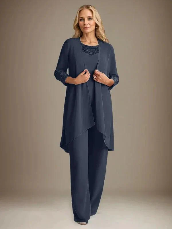 Chiffon Scoop Long Sleeves Mother Of The Bride Pantsuits With Jacket - Image 32