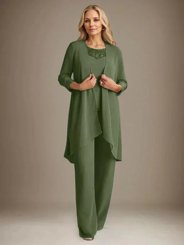 Chiffon Scoop Long Sleeves Mother Of The Bride Pantsuits With Jacket - Image 33