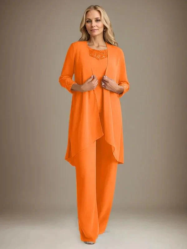 Chiffon Scoop Long Sleeves Mother Of The Bride Pantsuits With Jacket - Image 34