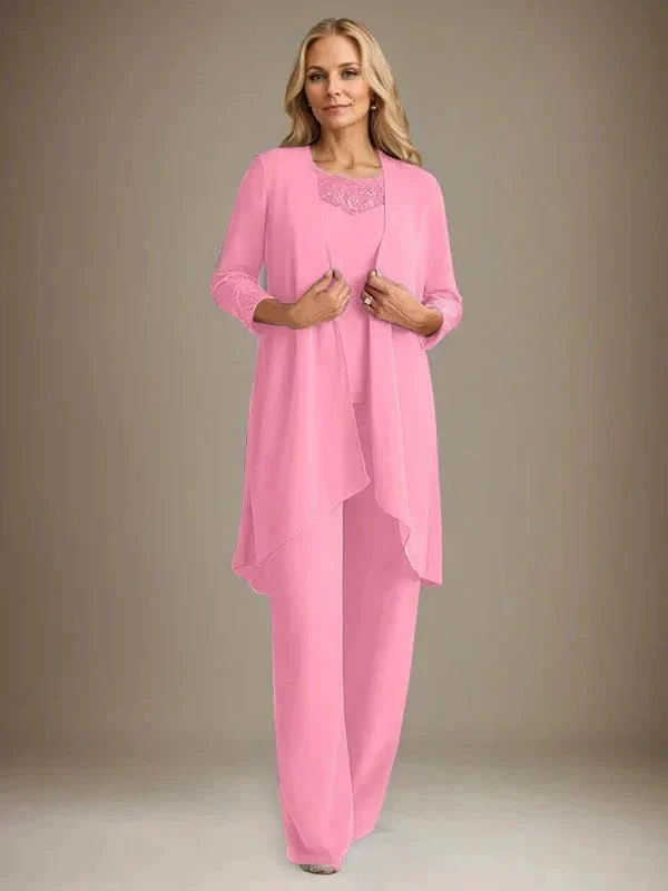 Chiffon Scoop Long Sleeves Mother Of The Bride Pantsuits With Jacket - Image 36