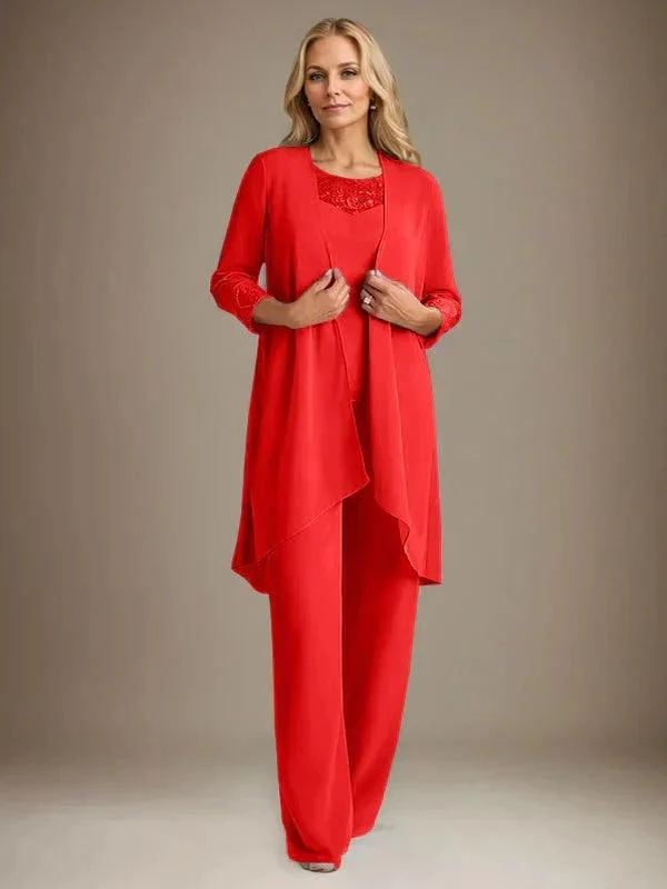 Chiffon Scoop Long Sleeves Mother Of The Bride Pantsuits With Jacket - Image 38